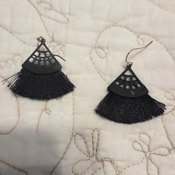 Jewelry - Black Fan Tassel Earrings